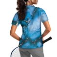 thumbnail image 2 of FUIALDOLG Blue Marble with Gold Veins Women Short Sleeve Golf Shirts for Shopping Tennis, Breathable Polyester Tennis Shirts Moisture Wicking Quick Dry Polo Shirts, 2 of 10