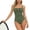Army Green, variant on Jamicy Women's One Piece Swimsuits Tummy Control Square Neck Sporty Ruched Slimming Monokini High Cut Women's Bathing Suit