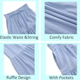 thumbnail image 4 of Maxi Ruffled Skorts for Girls Button Front High Waisted Long Skirt with Belt and Pocket, 4 of 5
