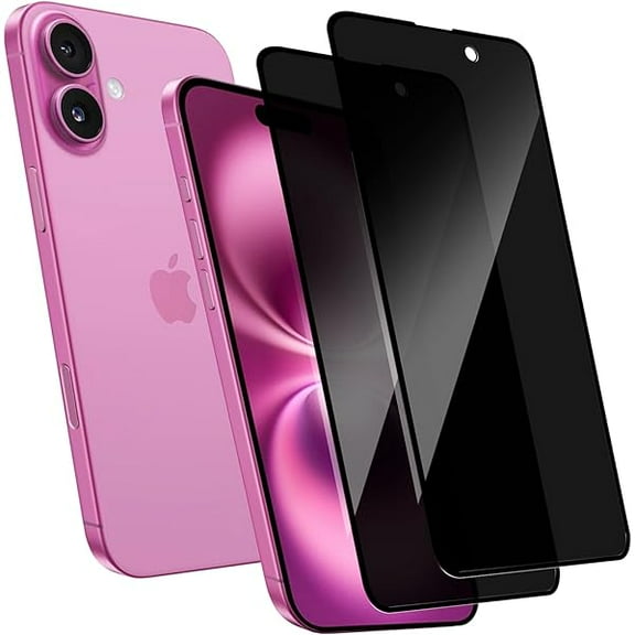 【2 2 2 Pack for iPhone 16 Plus Privacy Screen Protector and 2 Pack Camera Lens Protector,Anti Spy Tempered Glass Anti-Scratch Case Friendly