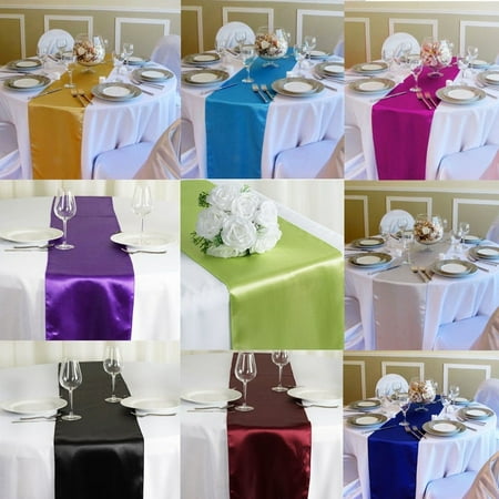 

Pudcoco Satin Table Runner Decoration for Wedding Party Banquet Décor