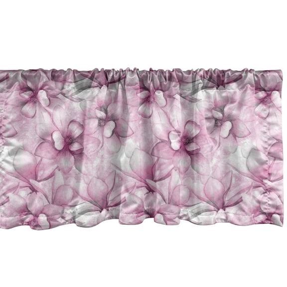 Ambesonne Floral Valance Pack of 2, Colorful Flower Garden Poppy, 54"X12", Vermilion Green Pink