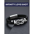 thumbnail image 5 of Bandmax 9'' Black Leather Bracelet for Men Infinity Knot Leather Cuff Love Link Bracelet Gift with Card for Grandson, 5 of 8