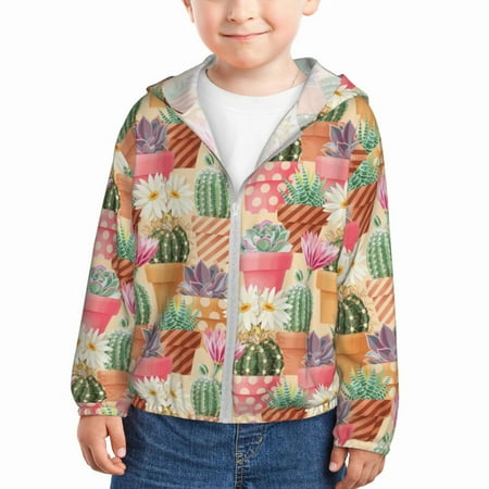 

Gaeub High Detail Succulent Print Athletic Sun Protection Hoodie for Kids Long Sleeve Outdoor UV Shirt Running Fishing Top for Boys Girls-2 Years