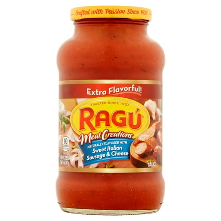 (3 Pack) RagÃº Meat Creations Sweet Italian Sausage & Cheese Pasta Sauce 24