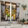 thumbnail image 3 of Sunflower Vintage Country Kitchen Curtains 27.5W X 39L Inch 2 Panels Rod Pocket-Brown Old Barn Door Butterfly Short Cafe Tier Curtains-Wood Floral Bathroom Window Drapes Treatment Home Decor, 3 of 6
