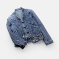 thumbnail image 4 of Viikei Womens Denim Jackets Plus Size Denim Jackets for Women Clearance Short Casual Solid Pockets Long Sleeve Jacket Coat, 4 of 6