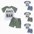 thumbnail image 4 of NOLDARES Toddler Kid Boy Clothes Cartoon Dinosaur Print Round Neck Short Sleeve Tee Top Elastic Waist Pattern Cargo Shorts 2pcs Summer Outfits(Green,3-6 M), 4 of 4