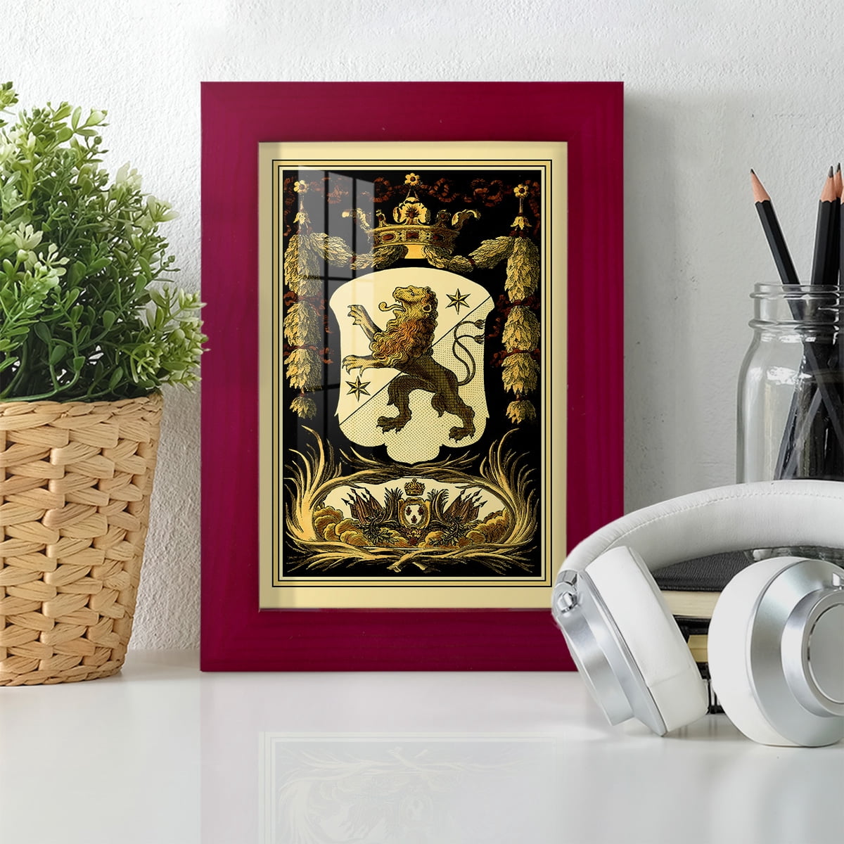 Family Crest III -Framed Print w/glass-Cherry Red