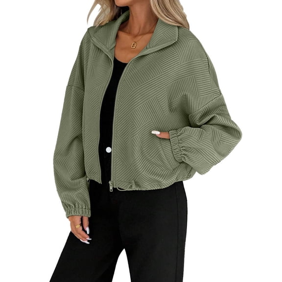 SWSMCLT Women's Winter Long Sleeve Coats Snow Spring Zip Drop Shoulder Fashion Casual Oversized Coat Army Green X-Large