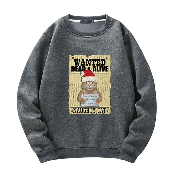 Suéter de otoño e invierno con estampado de gato de Navidad para hombres y mujeres Suéter suelto Top Pompotops oipoqjl18311
