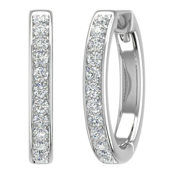 Women's Diamond Hoop Earrings in 10K White Gold (0.28 cttw) (I1-I2 Clarity)