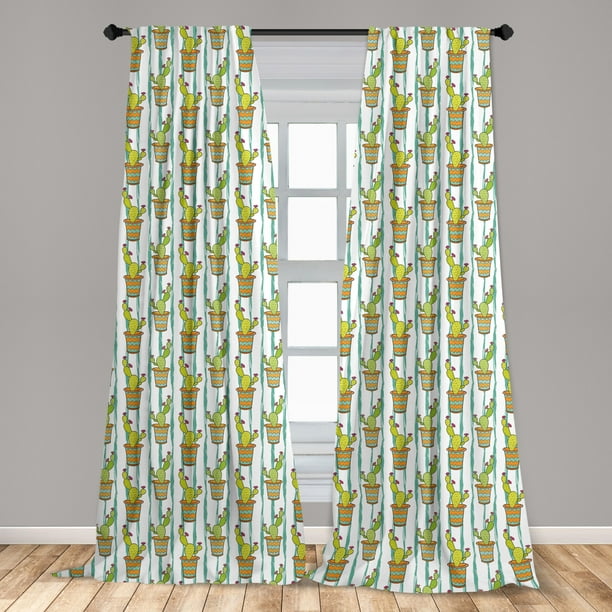 Cactus Curtains 2 Panels Set Vertical, Mint Green Chevron Curtains