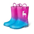 thumbnail image 4 of Kushyshoo Kids Blue Pink Unicorn Light up Rain Boots Size 1 Big Girls Shoes, 4 of 6
