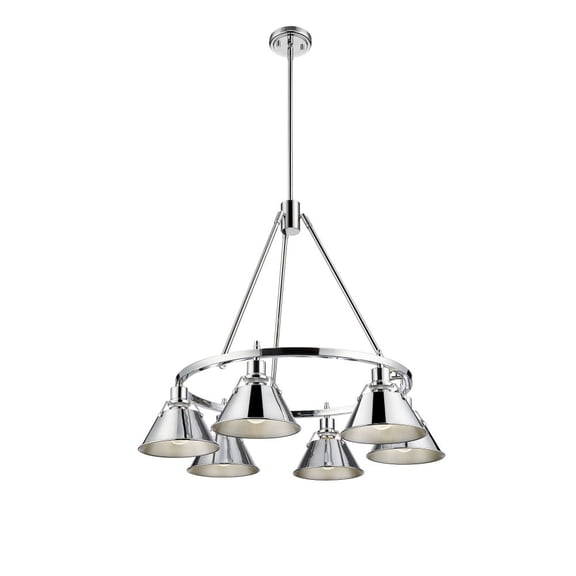 3306-6 CH-CH Golden Lighting Orwell - 6 Light Chandelier-20.38 Inches Tall and 29 Inches Wide-Chrome Finish-Chrome Shade Color