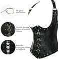 thumbnail image 2 of VASLANDA Womens Sexy PU Steampunk Corset Faux Leather Buckle Zipper Bustier Top Plus Size, 2 of 7