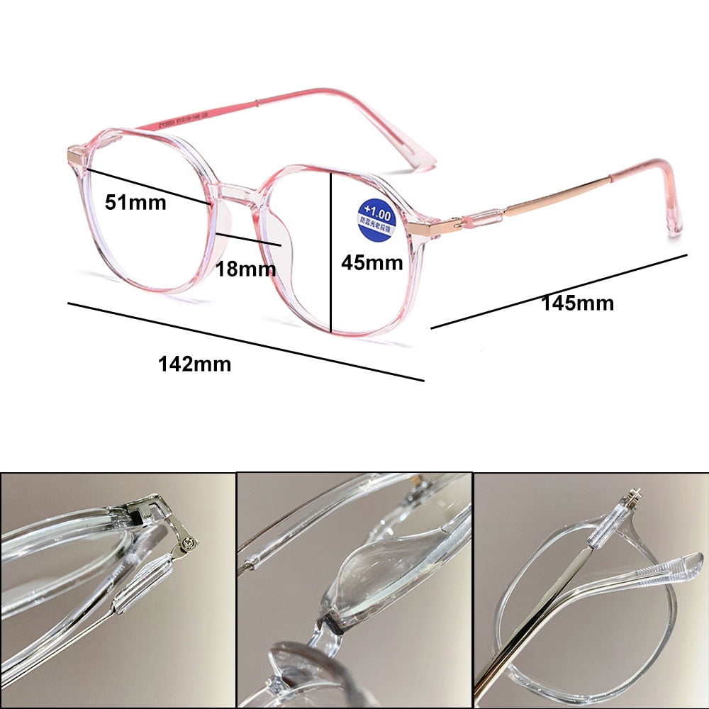 3 Pairs of Anti-blue Light Transparent Blue Reading Glasses 4.00 Fashionable Lightweight Readers for Women Square Oversized Presbyopic Glasses +4.00
