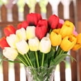 thumbnail image 2 of PU Fake Tulips Real Touch Artificial Flowers 9 Heads Flower Arrangement Bouquet for Home Office Wedding Decoration, 2 of 8