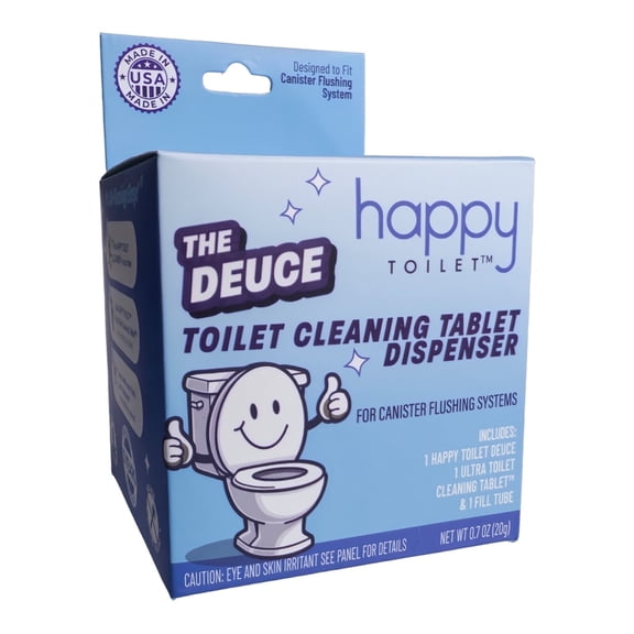 Happy Toilet Cleaner Deuce - Automatic Toilet Cleaning System Toilet Bowl Tablet Holder - Compatible with Kohler Toilets & Canister Flushing Systems