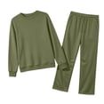 thumbnail image 7 of Zynoxe Womens Two Piece Sweatsuit Sets Solid Color Loose Crew Neck Long Sleeve Sweatshirt and Wide Leg Pants Lounge Sets for Daily Wear, 7 of 7