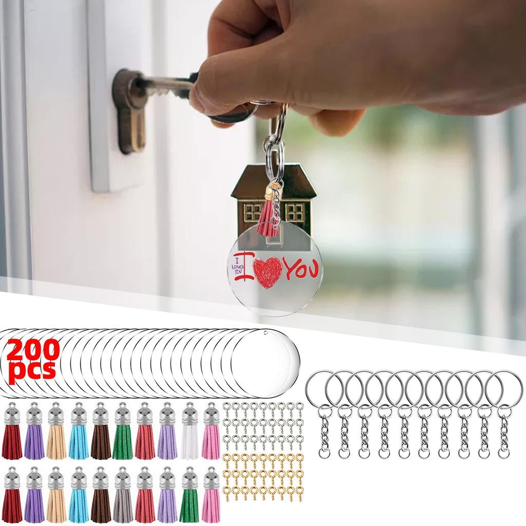 200Pcs Keychains Tassels Keychain Pendant Bulk for DIY Key Chain Key