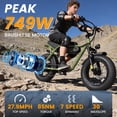 thumbnail image 4 of Adult & Teen Electric Bike – 750W Peak (1500W Max) Motor, 28 MPH, 48V 13Ah Battery, 16"x4.0" Fat Tires, 7-Speed, Front Suspension All-Terrain E-Bike, Green with Phone Bag & Lock, 4 of 9