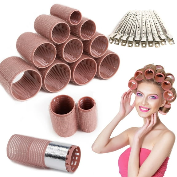 Neasyth 34PCS Aluminium Film Thermal Self Grip Hair Rollers with Clips 4 Size Velcro Rollers for Long Medium Short Hair