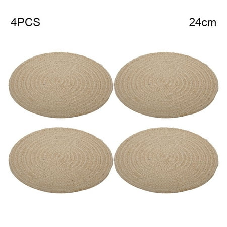 

Hhdxre 4 PCS Round Knitting Cup Coaster Heat Resistant Cotton Rope Dining Table Plate Mat Protects Table from Burnt out(Jute 24cm)