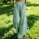 thumbnail image 2 of Pantalones de Piernas Anchas de las Mujeres Impresión Floral de Algodón Lino Suelto Casual de Cintura Alta Pantalones Largos Cónicos para Primavera Verano, 2 of 6