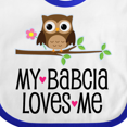 thumbnail image 4 of Inktastic My Babcia Loves Me Girls Owl Girls Baby Bib, 4 of 4