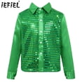 thumbnail image 2 of Ropa de baile de Jazz para niños, camisa de salón, Tops con lentejuelas brillantes, camisa de manga larga con cuello extendido para puesta en escena, 2 of 5