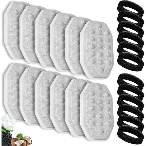 Cat Water Fountain Filters Replacement Compatible with Rellaty 108oz/3.2L Automatic Stainless Steel Cat Water Fountain with Pump Pre-Filter Sponges(12 12Pack)
