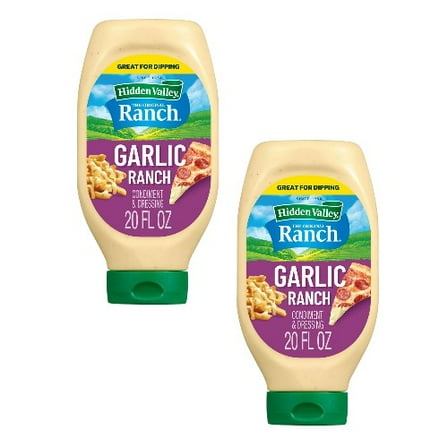 ( 2 Pack ) Hidden Valley Condiment & Dressing, Garlic Ranch 20 Fl Oz