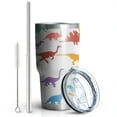 thumbnail image 2 of 30oz Colorful Dinosaurs Silhouettes Pattern Tumblers Stainless Steel Tumbler with Lid and Straw,Vacuum Insulated Double Wall Travel Tumbler Cups Mug with Cleaning Brush for Coffee,Tea, 2 of 7