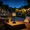 thumbnail image 5 of Aaihamo Outdoor Solar Table Lamp, Black Openwork Waterproof Ironwork LED Projection Light, Solar Powered Peony Flower Table Lamp for Outdoor Garden Yard, 5 of 6