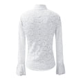thumbnail image 5 of SNKSDGM Easter Shirt Casual Tops for Women Trendy Long Sleeve Women's Floral Lace Neck Long Flounce Sleeve Pullover Sheer Slim Fit Stand Collar Blouse Top Summer Tops for Women 2025 Vacation Boho, 5 of 5