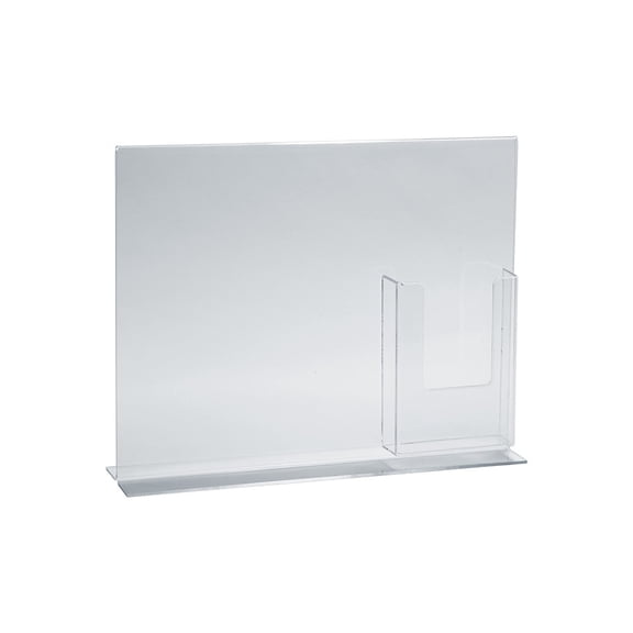 Double-Foot Sign Holder w/ Trifold Pocket: 8.5" W x 11" H Graphic Size. Overall Frame Size: 14" W x 11" H, 2-Pack