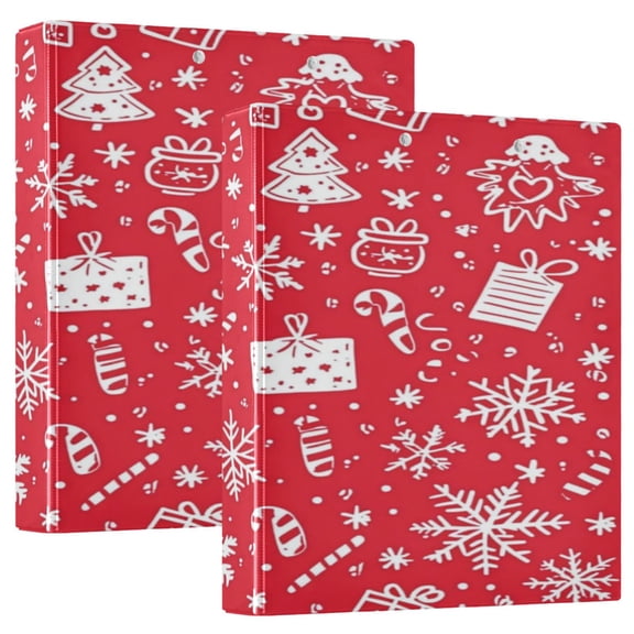 WOBOGO Christmas Elements A Pat File Folders Extra Large Capacity to Hold 200 Sheets of Documents Hard Shell Ring Binder for School Home Office