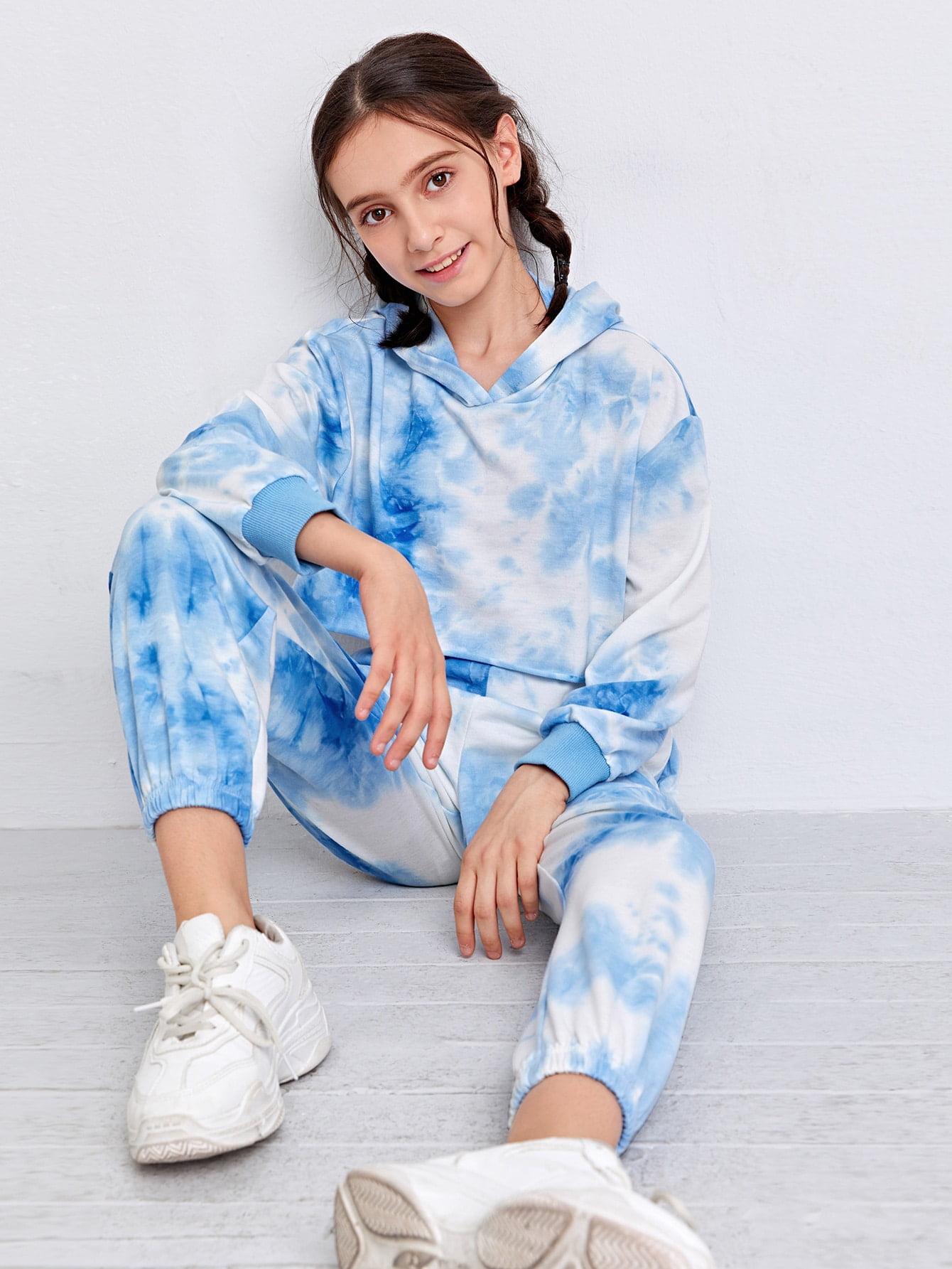 sweatshirt and sweatpants set tie dye