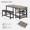 thumbnail image 3 of Juego de Comedor para 4 Personas con Cajones de Almacenamiento y Estante para Vinos – Mesa de Cocina con Bancos Tapizados para Espacios Pequeños, 3 of 21