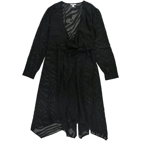 bar III Womens Burnout Wrap Dress, Black, X-Large