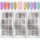 thumbnail image 1 of Juego de 3 placas para estampar uñas con textura floral (36 diseños diferentes): plantillas para manicura con motivos de hojas y plantas. Placa de acero inoxidable con imagen para uñas., 1 of 7