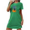 thumbnail image 1 of Sakmal Pyjama Vert pour Femmes Grande Taille Extensible d'Halloween Robe de Nuit Ultra Douce Courte à Imprimé Chat Noir à Manches Courtes Col Ras du Cou Chemises de Nuit P-2TG, 1 of 4