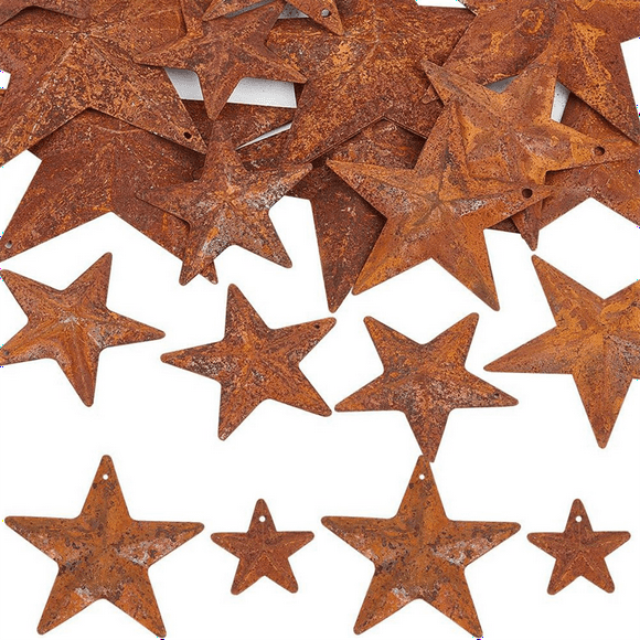 Rusty Metal . Vintage Country Decorative Star with Hole for Rustic Decoration for Christmas Holidays