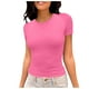 thumbnail image 1 of Camiseta de manga corta ajustada y moderna para mujer: corte ajustado y sexy, versátil con vaqueros/pantalones cortos, tejido suave para el verano, talla real, lavado en frío., 1 of 6