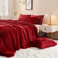 thumbnail image 4 of HAOK 5 PCS Shaggy Duvet Cover Bedding Set - Fluffy Comforter Cover Long Faux Fur Luxury Ultra Soft Cozy (Burgundy, Queen), 4 of 6