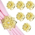 thumbnail image 2 of Flower Napkin Rings Set 6Pcs Buckle Durable Hollow Out Flower Metal Napkin Rings Holder Floral Rhinestone for Wedding Party Table Decor Silver, 2 of 11