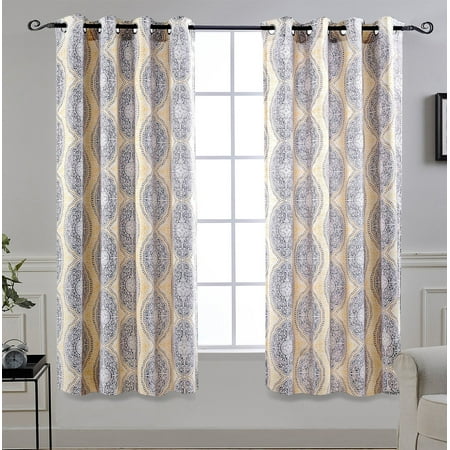Driftaway Adrianne Thermal Room Darkening Window Curtain Panel Pair Driftaway Adrianne Thermal Room Darkening Window Curtain Panel Pair 52 X63 Yellow Gray