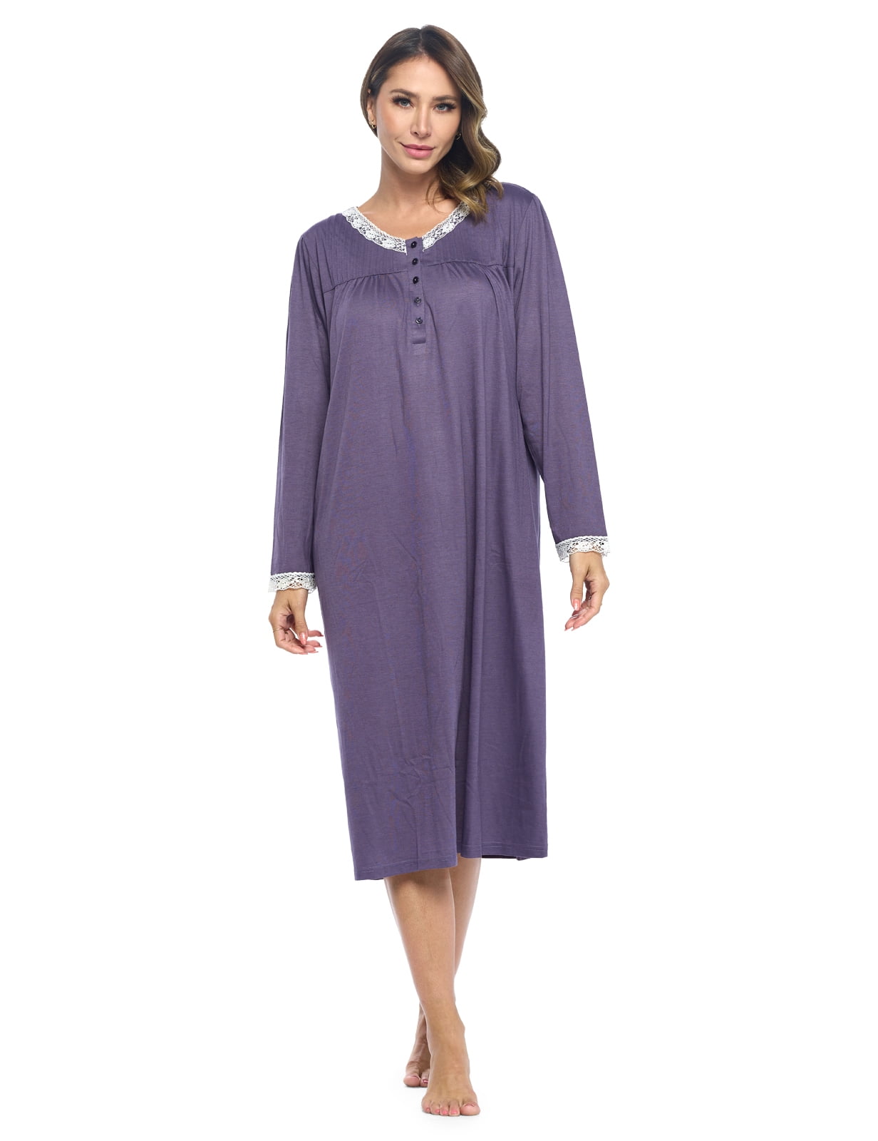 long sleeve henley nightgown