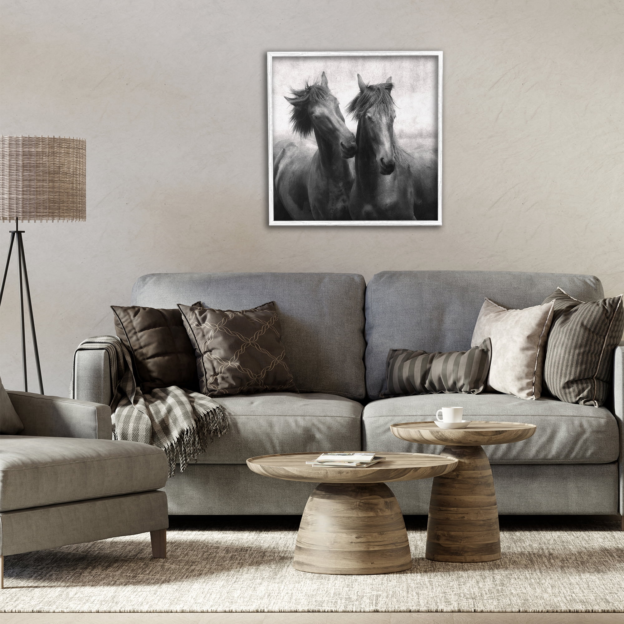 Stupell Industries Short Haired Horse Pair White Framed Giclee Art, design by Lars Van de Goor